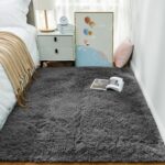 Ophanie Area Rugs for Bedroom, Upgrade Non-Slip Grey Fluffy Soft Shag Carpet, Indoor Floor Gray 4x6 Fuzzy Shaggy Living Room Plush Rug for Kids Home Dorm Decor Aesthetic - Image 6