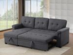 Ball & Cast L-Shape Reversible Sectional Sleeper Sofa Bed 4 in 1 Pull Out Couch with Storage Chaise & Removable Back Cushions,Convertible Sleeper Corner Couch Pull-Out Sofa Bed for Living Room,Office - Image 2