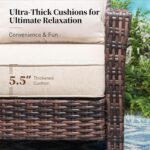 5 Pieces Patio Furniture Set with Swivel Chairs, High Back Wicker Rattan Sofa with Extra Thick Cushion and Ottoman, Outdoor Conversation Set for Garden Backyard Deck,Beige - Image 7