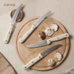CAROTE 14 Pieces Knife Set with Block, Forged, High Carbon Stainless Steel Sharp Blade Block Knife Set, Dishwasher Safe Cutlery, Cream - Image 8