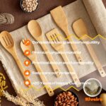 Riveira Bamboo Wooden Spoons for Cooking 6-Piece, Apartment Essentials Wood Spatula Spoon Nonstick Kitchen Utensil Set Premium Quality Housewarming Gifts for Everyday Use - Image 7