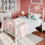 SHA CERLIN Twin Size Bed Frame for Kids,Metal Bed Frame with Butterfly Pattern Design Headboard & Footboard,No Box Spring Needed,Easy Assembly,White - Image 9