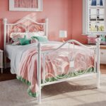 SHA CERLIN Twin Size Bed Frame for Kids,Metal Bed Frame with Butterfly Pattern Design Headboard & Footboard,No Box Spring Needed,Easy Assembly,White - Image 4