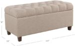 Homepop Home Decor | Tufted Ainsley Button Storage Ottoman Bench with Hinged Lid | Ottoman Bench with Storage for Living Room & Bedroom, Tan - Image 3