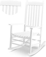 Outvita Outdoor Rocking Chair, Solid Wood High Back Rocker, All Weather Lounge Chair for Porch Patio Fire Pit Garden Backyard Deck Indoor, Wave Shape, White - Image 2