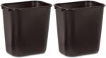 Rubbermaid Commercial 295600BK Deskside Plastic Wastebasket, Rectangular, 7 gal, Black (2) - Image 2