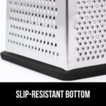 GORILLA GRIP XL 4-Sided Cheese Grater With Container, 100% BPA-Free Stainless Steel Box Graters, Parmesan Shredder, Grate Cheeses, Shred Veggies, Slip Resistant Handle, Dishwasher Safe Zester, Black - Image 7