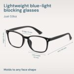 Blue Light Blocking Glasses - Fashion Square Eyeglasses, Anti UV Ray Computer Gaming Glasses Blue Blockers for Women/Men - Image 5