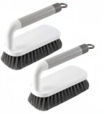 Scrub Brush, Scrubbing Cleaning Brushes, Heavy Duty Cleaning Brushes with Handle, for Shower, Bathroom, Carpet, Kitchen and Bathtub Scrubber, 2 Pack (Grey) - Image 2
