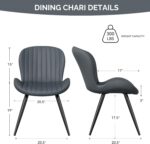 Dining Chairs Set of 2, Modern Dining Room Chairs Comfy Backrest Thick Upholstered Kitchen Chairs 19IN Height with Metal Legs Dark Grey - Image 3