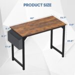 DUMOS 40 Inch Office Small Computer Desk Modern Simple Style Writing Study Work Table for Home Bedroom - Wood Brown - Image 4