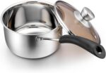 P&P CHEF 2QT Saucepan with Lid, Stainless Steel Saucepan, Small Sauce Pan for Kitchen Cooking Soup/Milk/Eggs/Noodles, Visible Glass lid & Bakelite Heat-Proof Handles, Dishwasher Safe & Healthy - Image 2