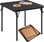 FurnitureR Square Folding Card Table 33.9 inch, Multi-Functional Table Foldable Portable for Indoor Outdoor Dining Panic, PVC Tabletop, Metal Frame, No Assembly Required, Black - Image 2