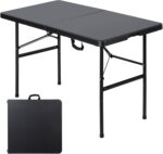 Folding Event Table, Heavy Duty Picnic Table Indoor Outdoor Camping, 4FT Portable w Handle Lock for Banquet, Black - Image 8