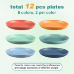 12 Pcs Unbreakable Deep Dinner Plates Set, 10 inch Reusable Plastic Wheat Straw Plates, Microwave and Dishwasher Safe Plate for Kitchen, Lightweight Plate for Dessert, BPA Free, 6 Colors - Image 4