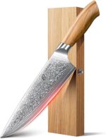 Damascus Chef Knife in Japanese Steel, 67-Layers Damascus Kitchen Knife with Wooden Gift Box and Original Olive Wood Handle, Cooking Knives for Home Kitchen Gift Idea - Image 2