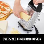 GORILLA GRIP XL 4-Sided Cheese Grater With Container, 100% BPA-Free Stainless Steel Box Graters, Parmesan Shredder, Grate Cheeses, Shred Veggies, Slip Resistant Handle, Dishwasher Safe Zester, Black - Image 6
