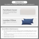 Patio Furniture Outdoor Couch 3 Seater Sofa Outdoor Brown Wicker Sofa Deep Seat High Backrest Patio Couch with Non-Slip Cushions and Waterproof Cover, Navy Blue - Image 7