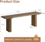 Solid Wood Entryway Bench - 51.2" Fluted Farmhouse Bench, Indoor Long Dining Benches Seat Narrow End of Bed Benches for Entry Way, Kitchen, Living Room and Bedroom, Brown - Image 3