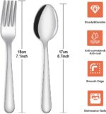 24-piece Forks and Spoons Silverware Set, Unokit Food Grade Stainless Steel Flatware Cutlery Set for Home, Kitchen and Restaurant, 12 Dinner Forks and 12 Dinner Spoons, Mirror Polished&Dishwasher Safe - Image 3