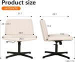 FDW Criss Cross Chair Armless Cross Legged Office Desk Chair Adjustable Swivel Ergonomic Desk Chair No Wheels U Shaped Backrest with Wide Seat Native Sponge Computer Task Vanity Chair for Home Office - Image 4