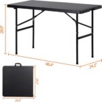 Folding Event Table, Heavy Duty Picnic Table Indoor Outdoor Camping, 4FT Portable w Handle Lock for Banquet, Black - Image 4