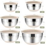 Umite Chef Mixing Bowls with Airtight Lids, 6 piece Stainless Steel Metal Nesting Storage Bowls, Non-Slip Bottoms Size 7, 3.5, 2.5, 2.0,1.5, 1QT, Great for Mixing & Serving (Khaki) - Image 7