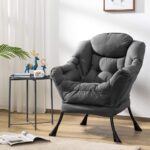 HollyHOME Lazy Chair with Armrest and Side Pocket, Comfy Accent Lounge Chair,Leisure Sofa Armchair for Living Room, Bedroom, Dorm, or Small Spaces, Oversized Reading Sofa Chair,Dark Grey - Image 10
