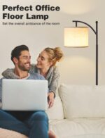 Ambimall 60" Floor Lamps for Living Room with 3 Color Temperatures Bulb & Adjustable Linen Shade, Tall Lamp for Living Room Bedroom Office Classroom Dorm Room(9W Bulb Included) - Image 7