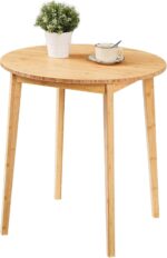 HOOBRO Bamboo Dining Table, Round Dining Table for 2, 27.5" Kitchen Table for Small Space, Writing Table, Easy to Assemble, for Dining Room, Living Room, Office, Kitchen, Apartment, Natural YL71CZ01 - Image 10