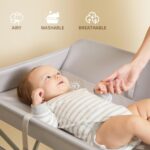 KARAOK Baby Changing Table with Wheels, Portable Diaper Changing Station with 4-Level Height Adjustment & Storage Rack for Newborn, Infant(Light Grey) - Image 6