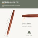 Muso Wood Sapele Wooden French Rolling Pin for Baking, Tapered Roller for Fondant, Pie Crust, Cookie, Pastry (French 15-3/4inch) - Image 4
