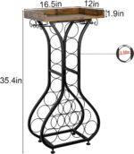 X-cosrack Wine Rack Freestanding Floor, Mini Bar Table Wine Holder Stand Liquor Cabinet with Glass Holder Wood Tabletop 14 Bottles Floor Wine Storage for Home Bar Kitchen Living Room (Patent Pending) - Image 6