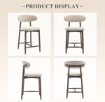 COLAMY Counter Height Bar Stools Set of 3, Kitchen Bar Stools with Back, Mid Century Modern Upholstered, with Wood Legs for Kitchen Island Dining Room Bar, Beige - Image 7