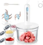 Glass Food Processor with 4 Blades & 4 Bowls (8 Cup + 3x0.5 Cup), Small Food Processor& Meat Grinder - Compact Design for Meal Prep, Baby Food, Sauces - Dishwasher Safe - Image 2