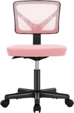 Sweetcrispy Office Computer Desk Chair, Ergonomic Low-Back Mesh Rolling Work Swivel Chairs with Wheels, Armless Comfortable Seat Lumbar Support for Home, Bedroom, Study, Student, Adults, Pink - Image 2