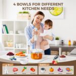 Glass Food Processor with 4 Blades & 4 Bowls (8 Cup + 3x0.5 Cup), Small Food Processor& Meat Grinder - Compact Design for Meal Prep, Baby Food, Sauces - Dishwasher Safe - Image 5