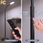 luckystyle Floor Lamp,Super Bright Dimmable LED Lamps for Living Room, Custom Color Temperature Standing Lamp with Remote Push Button, Adjustable Gooseneck Reading Floor Lamp for Bedroom Office Black - Image 4