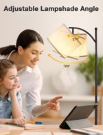 Ambimall 60" Floor Lamps for Living Room with 3 Color Temperatures Bulb & Adjustable Linen Shade, Tall Lamp for Living Room Bedroom Office Classroom Dorm Room(9W Bulb Included) - Image 4