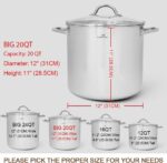 HOMICHEF Commercial Grade LARGE STOCK POT 20 Quart With Lid - Nickel Free Stainless Steel Cookware - Healthy Polished Stockpots - Heavy Duty Induction Soup Pot - Image 5
