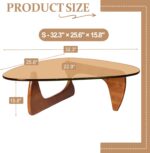 Small Coffee Table Modern Glass Coffee Table, Mid Century Coffee Table for Living Room, Mesa de Centro para Sala, Rustic Oval Coffee Table with Glass Top & Wood Base, (Walnut Brown, 31.5in) - Image 3