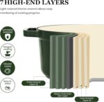 Overmont Enameled Cast Iron Dutch Oven - 5QT Pot with Lid Cookbook & Cotton Potholders - Heavy-Duty Cookware for Braising, Stews, Roasting, Bread Baking moss - Image 5