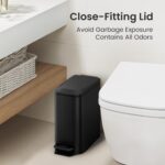 Cesun Small Bathroom Trash Can with Lid Soft Close, Step Pedal, 6 Liter / 1.6 Gallon Stainless Steel Garbage Can with Removable Inner Bucket, Anti-Fingerprint Finish (Matt Black) - Image 9