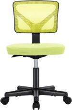 Sweetcrispy Office Computer Desk Chair, Ergonomic Low-Back Mesh Rolling Work Swivel Chairs with Wheels, Armless Comfortable Seat Lumbar Support for Home, Bedroom, Study, Student, Adults, Green - Image 2