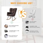 Nursery Rocking Chair, Teddy Fabric Upholstered Glider Rocker with High Backrest, Modern Rocking Accent Chairs Comfy Side Chair for Nursery, Bedroom, Living Room (Brown) - Image 7