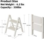 HillhutApex 2 Step Ladder, Lightweight Portable 2 Step Stool with Anti-Slip Wide Pedal, 330lbs Capacity Aluminum Ladder for Household,Office,Library(White) - Image 7