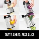 GORILLA GRIP XL 4-Sided Cheese Grater With Container, 100% BPA-Free Stainless Steel Box Graters, Parmesan Shredder, Grate Cheeses, Shred Veggies, Slip Resistant Handle, Dishwasher Safe Zester, Black - Image 4
