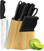 Knife Set, 14-Piece Kitchen Knife Set, German High Carbon Stainless Steel, Durable Knife Block, Black - Image 2