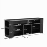 IRONCK Entertainment Center with Storage, 55 Inch Tall TV Stand W/Power Outlet, LED Gaming TV Cabinet for PS4, Black TV Stand with Carbon Fiber - Image 3