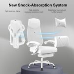 GTRACING Gaming Chair, Computer Chair with Mesh Back, Ergonomic Game Chair with Footrest, Reclining Game Chair with Adjustable Headrest and Lumbar Support for Gaming and Office (White) - Image 5